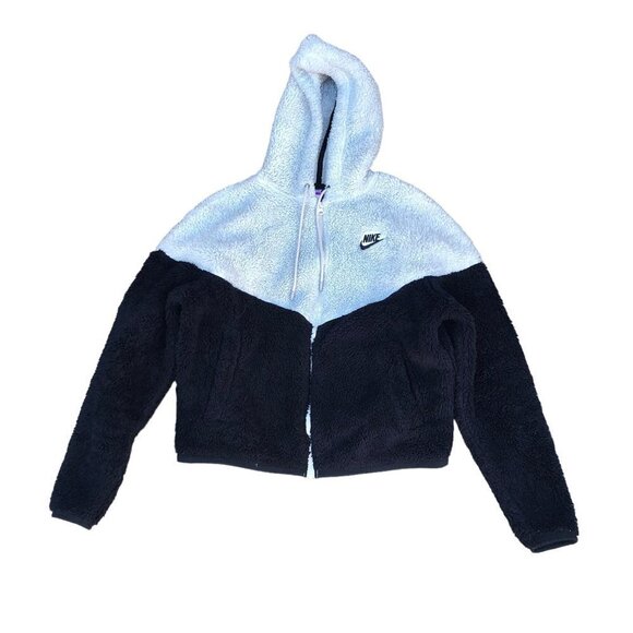 Rare Nike Sherpa Jacket XS White/Black - Picture 3 of 7